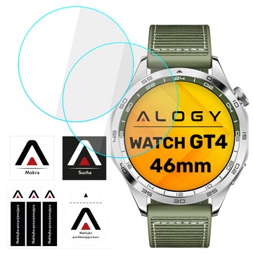 2x gehärtetes Glas für Huawei Watch GT4 GT 4 46 mm Schutz für Smartwatch Alogy Displayschutzfolie Uhr