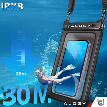 2x wasserdichte IPX8-wasserdichte Hülle für 6,7-Zoll-Telefon Doppelhülle Alogy Waterproof Schwarz