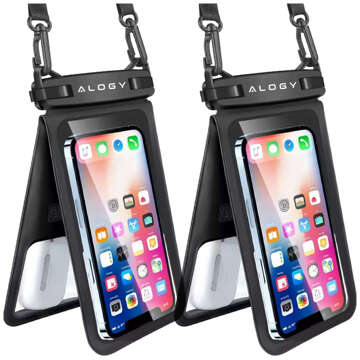 2x wasserdichte IPX8-wasserdichte Hülle für 6,7-Zoll-Telefon Doppelhülle Alogy Waterproof Schwarz