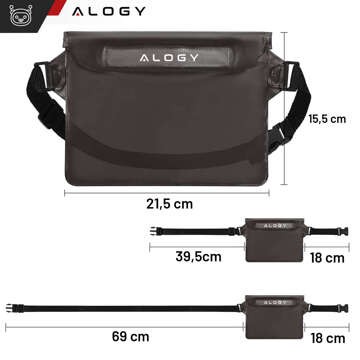 2x wasserdichte Tasche Hüfttasche Hülle für Telefon wasserdichte Hülle 21,5x23,5cm Alogy Waterproof Schwarz