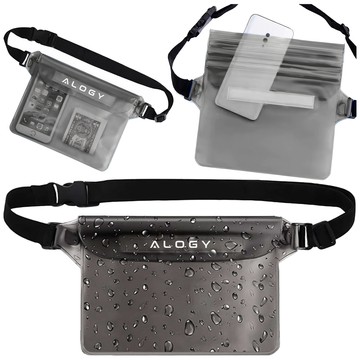 2x wasserdichte Tasche Hüfttasche Hülle für Telefon wasserdichte Hülle 21,5x23,5cm Alogy Waterproof Schwarz