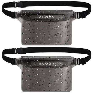 2x wasserdichte Tasche Hüfttasche Hülle für Telefon wasserdichte Hülle 21,5x23,5cm Alogy Waterproof Schwarz