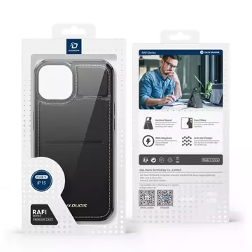 3-in-1-Brieftaschenhülle mit Ständer für iPhone 15 MagSafe RFID-blockierendes Dux Ducis Rafi Mag – Schwarz