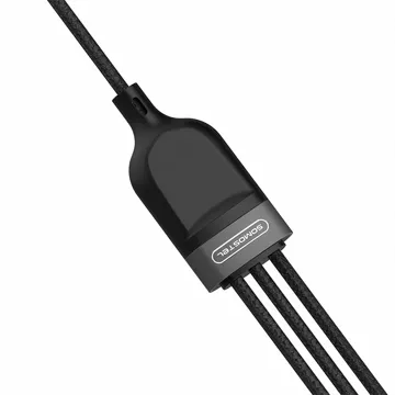 3-in-1-USB-C-Micro-USB-Lightning-Kabel, Schnellladung, QC3.0, Schnellladung, 2,1 A, 10 W, 1,2 m, Powerline, Schwarz