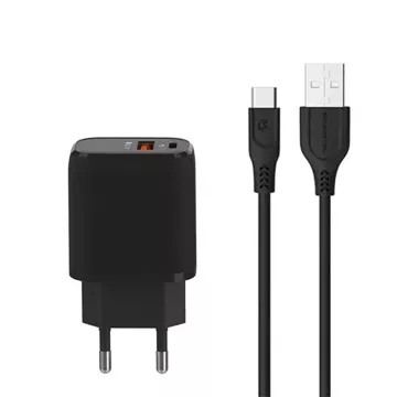 3A 18W USB-Ladegerät, USB-Typ-C-Kabel für iPhone SOMOSTEL QC3.0 SMS-Q01 Schwarz