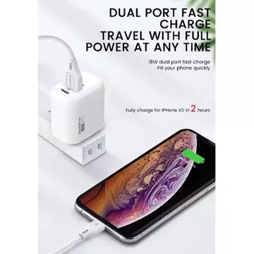 3A 18W USB-Ladegerät, USB-Typ-C-Kabel für iPhone-Schnellladung SOMOSTEL QC3.0 SMS-Q01 Weiß