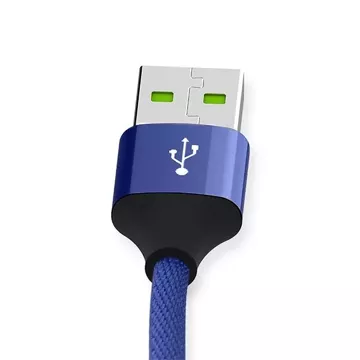 3in1 USB-C Micro-USB-Lightning-Kabel Schnellladung SOMOSTEL SMS-BW03 QC3.0 Schnellladung 2,1 A 10 W 1,2 m Powerline Blau