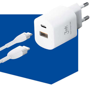 3mk Hyper Charger USB USB-C 20W PD Schnellladegerät Weiß