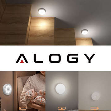 3x Lampe LED Bewegungsmelder Dämmerung Nachtlampe Alogy Sensor Light Kabellose Möbelbeleuchtung Weißes Licht 6000k