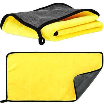 3x doppelseitiges Autohandtuch 30x60 cm Velours-Mikrofaser zum Waschen und Trocknen des Autos Alogy Car Detailing Tuch