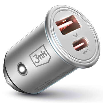 45W USB-Autoladegerät USB-C Typ C schnelles 3mk Hyper Car Charger Silber