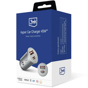 45W USB-Autoladegerät USB-C Typ C schnelles 3mk Hyper Car Charger Silber