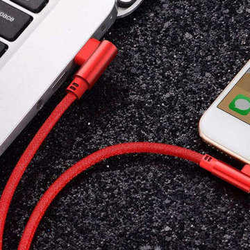 90 ° Winkelkabel USB zu USB-C Typ C Schnellladung QC-Übertragung 2m Rot