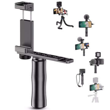APEXEL APEXEL APL-VG01-ML Selfie-Stick-Handyhalter mit Stativ mit Mikrofon-LED-Lampe