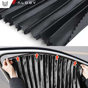 Abdeckung Magnetisches Vorhangrollo für hintere Seitenfenster für Auto, Sonnenschutz, UV-Schutz, Schwarz [2 Stück]