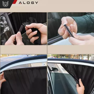 Abdeckung Magnetisches Vorhangrollo für hintere Seitenfenster für Auto, Sonnenschutz, UV-Schutz, Schwarz [2 Stück]