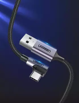 Abgewinkeltes Kabel UGREEN Kabel USB - USB Type C 1m 3A grau (50941)