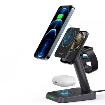 Acefast 15W Qi Wireless Charger für iPhone (mit MagSafe), Apple Watch und Apple AirPods Stand Stand Magnethalter schwarz (E3 schwarz)