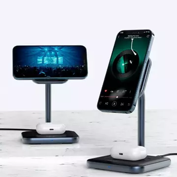 Acefast 15W Qi Wireless Charger für iPhone (mit MagSafe) und Apple AirPods Stand Stand Magnethalter schwarz (E1 schwarz)