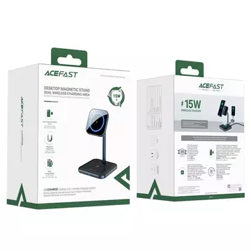 Acefast 15W Qi Wireless Charger für iPhone (mit MagSafe) und Apple AirPods Stand Stand Magnethalter schwarz (E1 schwarz)