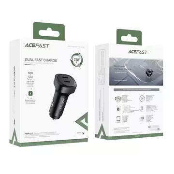 Acefast Autoladegerät 72W 2x USB Typ C, PPS, Power Delivery, Quick Charge 3.0, AFC, FCP schwarz (B2 schwarz)