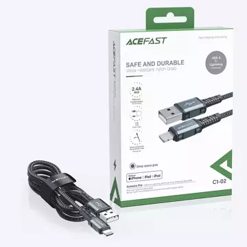 Acefast Kabel MFI USB - Lightning 1,2m, 2,4A schwarz (C1-02 schwarz)