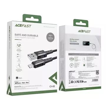 Acefast Kabel MFI USB - Lightning 1,2m, 2,4A schwarz (C1-02 schwarz)