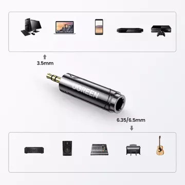 Adapter UGREEN Audioadapter von 3,5 mm (männlich) auf 6,35 mm Miniklinke (weiblich) grau (AV168)