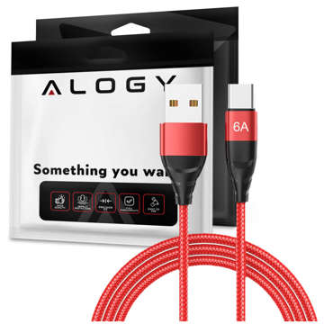 Alogiekabel USB-A auf USB-C Typ C 6A Kabel 1m Rot