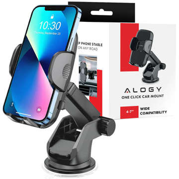 Alogy 2-in-1-Autohalterung für 6,5-Zoll-Telefon, gravitativ für Windschutzscheibe, Armaturenbrett, Kühlergrill, Easy One Touch Organizer