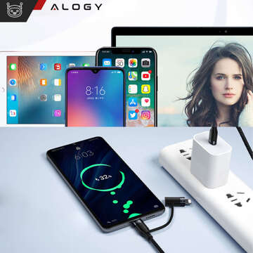 Alogy 2in1 USB-C auf Lightning PowerDelivery Kabel für Apple iPhone PD 60W 100cm Schwarz