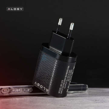 Alogy 4x USB Quick Charge 3.0 2,4A Schnellladegerät Schwarz 6A Kabel 1m Hülle