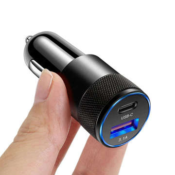 Alogy Autoladegerät für das Auto USB-C Typ C USB 3.1A Schwarzes USB-A-zu-USB-C-Kabel