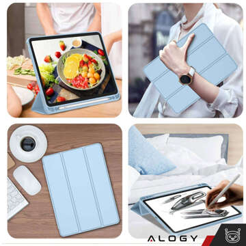 Alogy Book Cover Pencil Case Schutzhülle mit Stifthalter für Apple iPad Air 4 2020 / Air 5 2022 10,9 Zoll, Blau