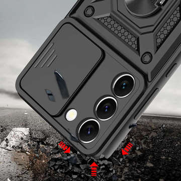 Alogy Camshield Stand Ring Case mit Kameraabdeckung für Samsung Galaxy S23 Plus Armored Black