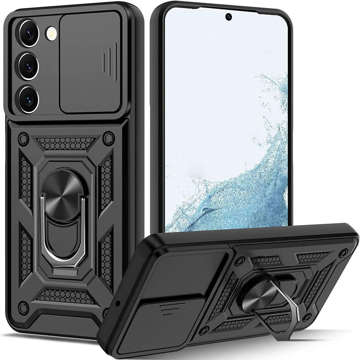 Alogy Camshield Stand Ring Case mit Kameraabdeckung für Samsung Galaxy S23 Plus Armored Black