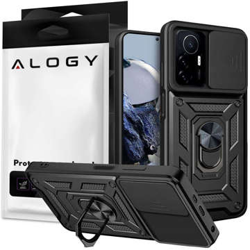 Alogy Camshield Stand Ring Case mit Kameraabdeckung für Xiaomi 12T / 12T Pro Armored Black