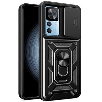 Alogy Camshield Stand Ring Case mit Kameraabdeckung für Xiaomi 12T / 12T Pro Armored Black