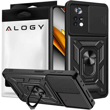 Alogy Camshield Stand Ring Case mit Kameraabdeckung für Xiaomi Poco X4 Pro 5G Glass