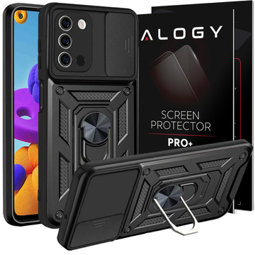 Alogy Camshield Stand Ring Kamera Cover Case für Samsung Galaxy A03s 164 mm schwarzes Glas