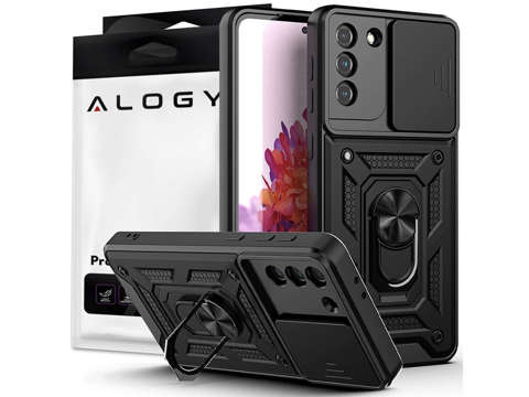 Alogy Camshield Standring Hülle mit Kameraabdeckung für Samsung Galaxy S21 Glass 3mk