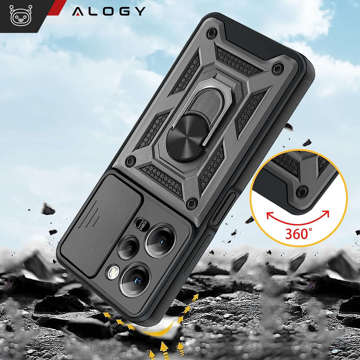 Alogy Camshield Standring-Schutzhülle mit Kameraabdeckung für Xiaomi Poco X5 Pro 5G / Redmi Note 12 Pro 5G, Schwarz