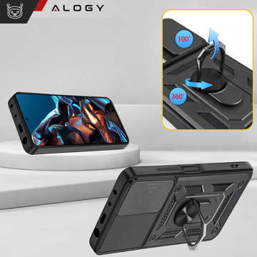 Alogy Camshield Standring-Schutzhülle mit Kameraabdeckung für Xiaomi Poco X5 Pro 5G / Redmi Note 12 Pro 5G, Schwarz