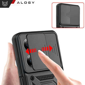 Alogy Camshield Standring-Schutzhülle mit Kameraabdeckung für Xiaomi Poco X5 Pro 5G / Redmi Note 12 Pro 5G, Schwarz