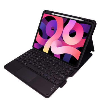 Alogy Case Bluetooth Tastatur Touchpad 4in1 Magnetisches Federmäppchen für Apple iPad Air 4 2020 / 5 2022 Schwarze Maus 2.4GHZ