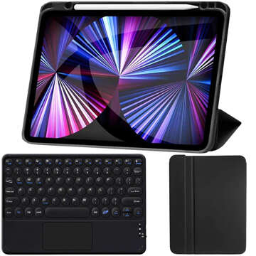 Alogy Case Bluetooth Tastatur Touchpad 4in1 Magnetstift für Apple iPad Pro 12.9 2021 Schwarz