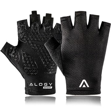 Alogy Fahrradhandschuhe XL kurz fingerlos Herren Damen Unisex Sport Fahrradhandschuhe für MTB Gravel Kross Schwarz