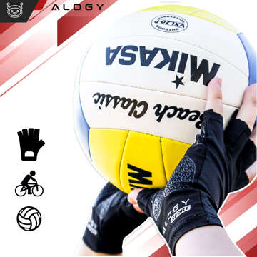 Alogy Fahrradhandschuhe XL kurz fingerlos Herren Damen Unisex Sport Fahrradhandschuhe für MTB Gravel Kross Schwarz