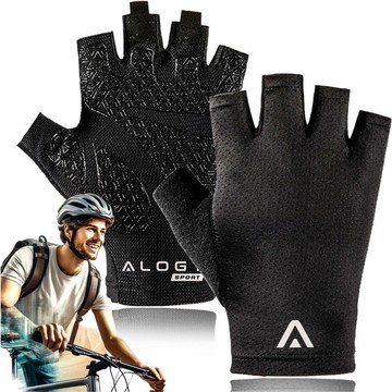 Alogy Fahrradhandschuhe XL kurz fingerlos Herren Damen Unisex Sport Fahrradhandschuhe für MTB Gravel Kross Schwarz