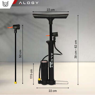 Alogy Fahrradpumpe 160 psi mit Manometer und Griff, manuell, Schwarz